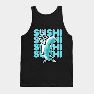 Shark Sushi Nigiri Kawaii Neko Anime Japanese print Tank Top